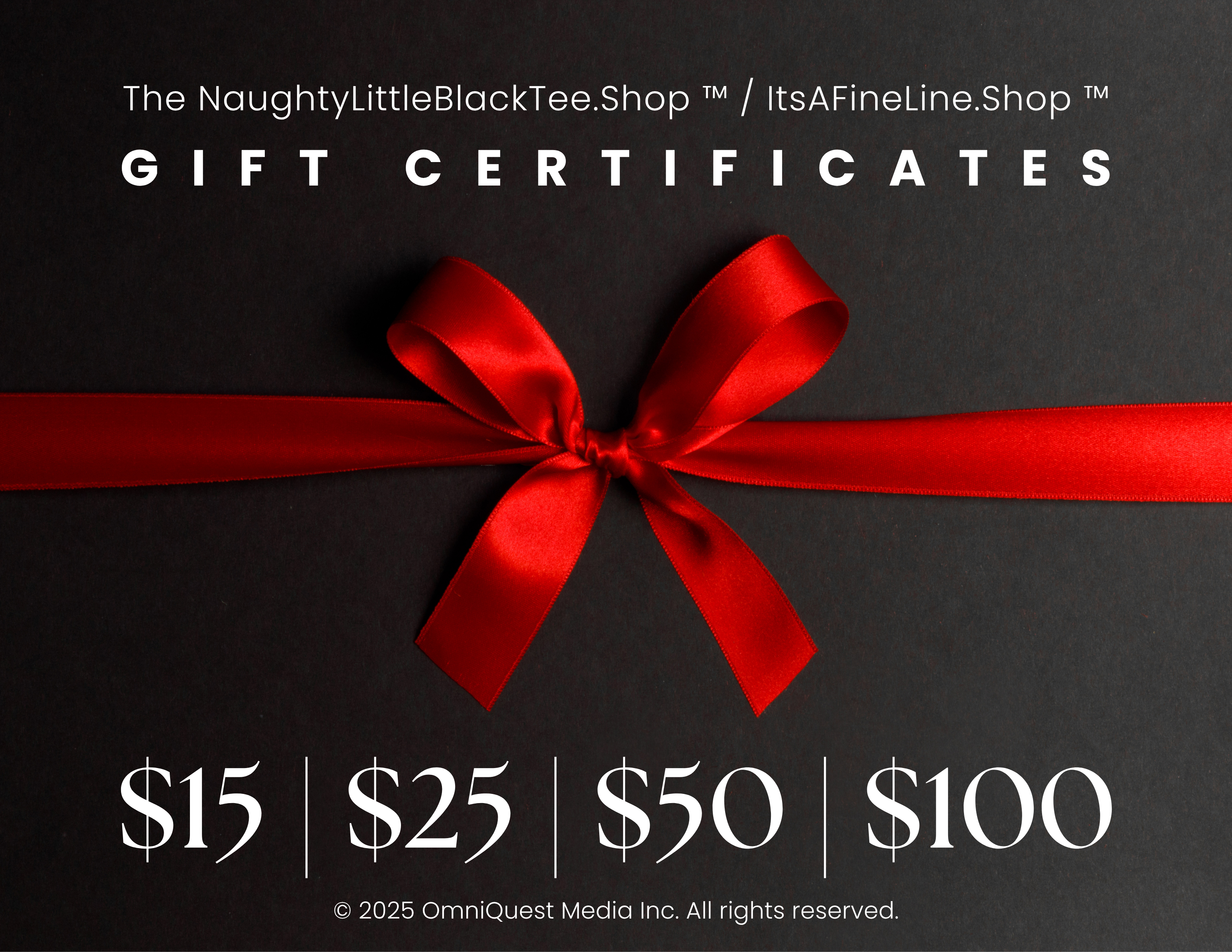 Naughty Little Black Tee Shop digital gift card - a serious gift card for sarcastic gifts! $15 $25 $50 $100 values available