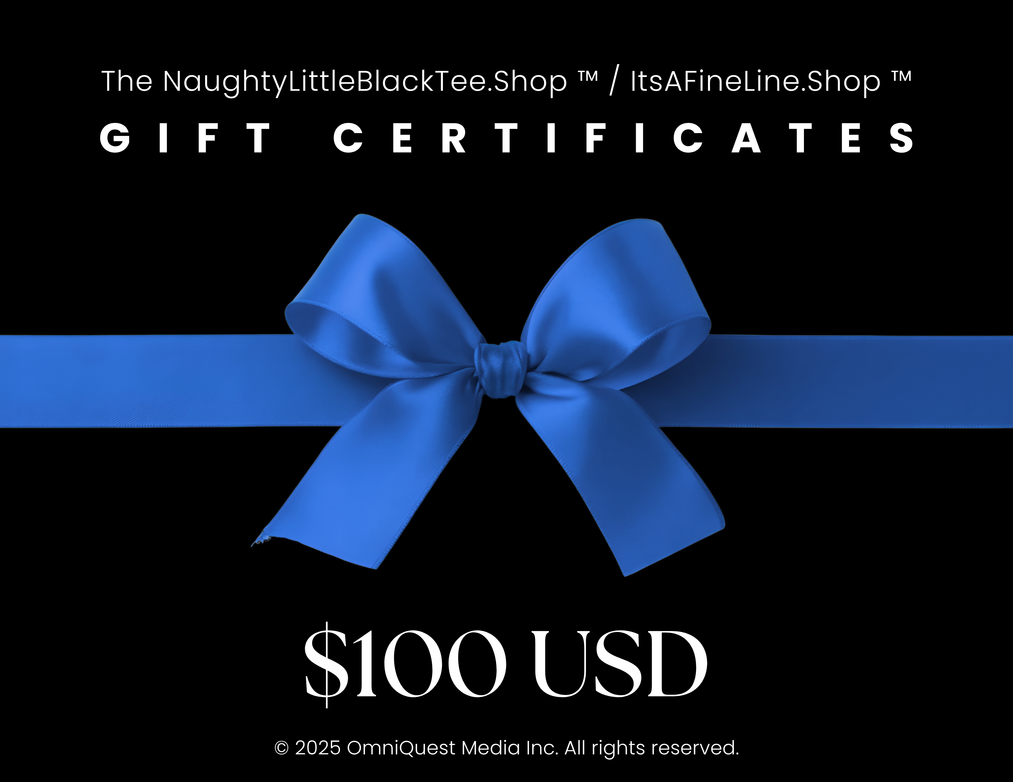 Naughty Little Black Tee Shop digital gift card - a serious gift card for sarcastic gifts! $100 Value, other values available