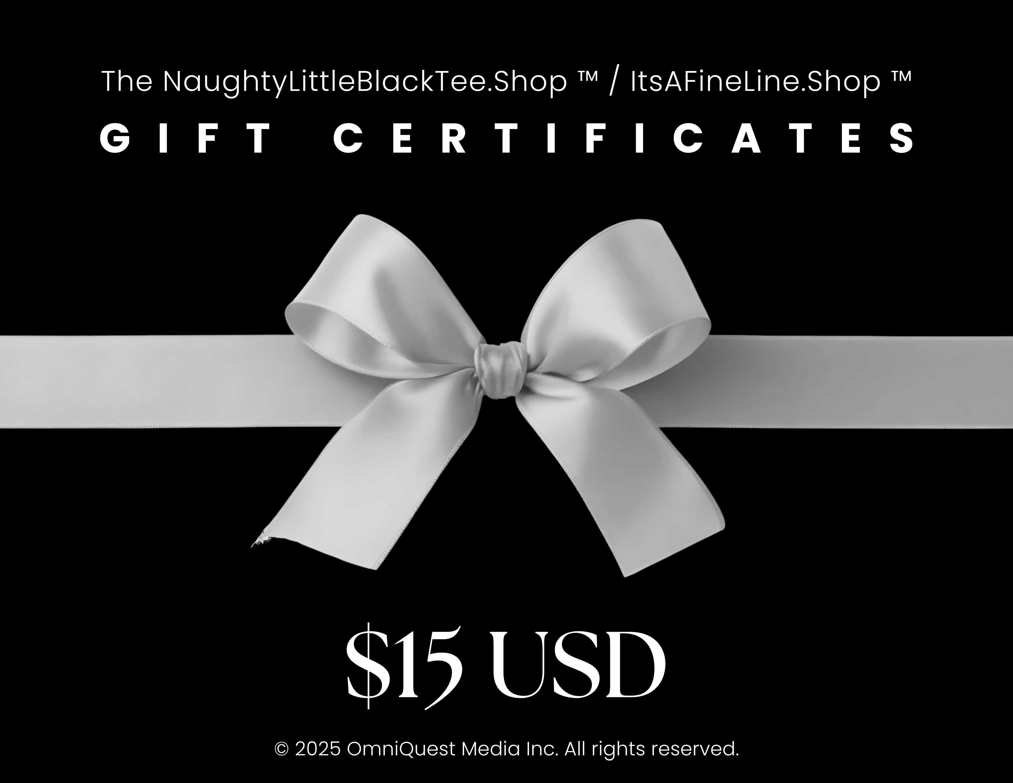Naughty Little Black Tee Shop digital gift card - a serious gift card for sarcastic gifts! $15 Value, other values available